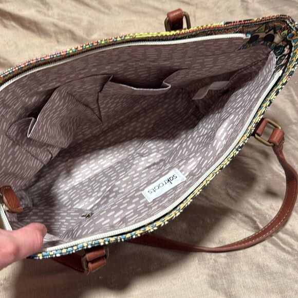 Sakroots Amazing Patterned Canvas And Vegan ? Leather Tote - Picture 6 of 8